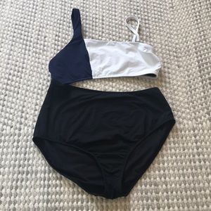 Athleta high waisted split side one piece.